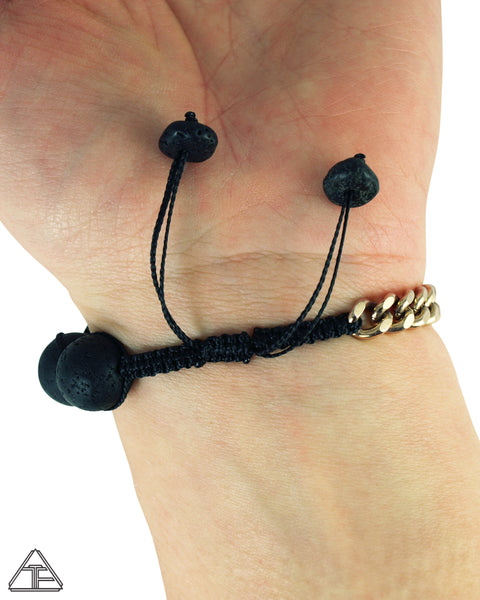 Lava Rock Gold Macrame Bracelet