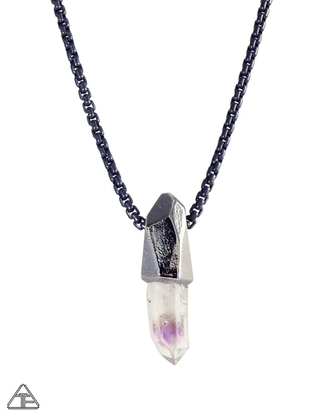 Amethyst Rhodium Crystal Talisman Pendant