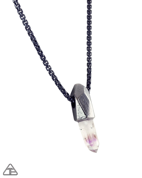 Amethyst Rhodium Crystal Talisman Pendant