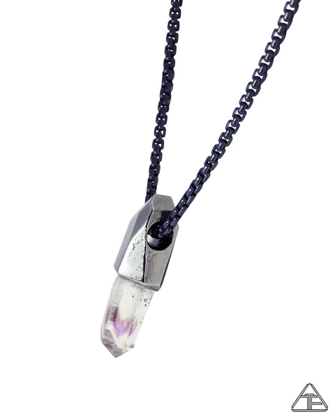 Amethyst Rhodium Crystal Talisman Pendant