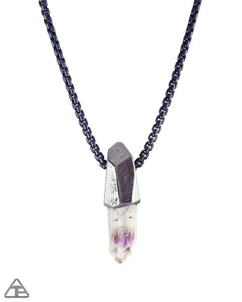 Amethyst Rhodium Crystal Talisman Pendant