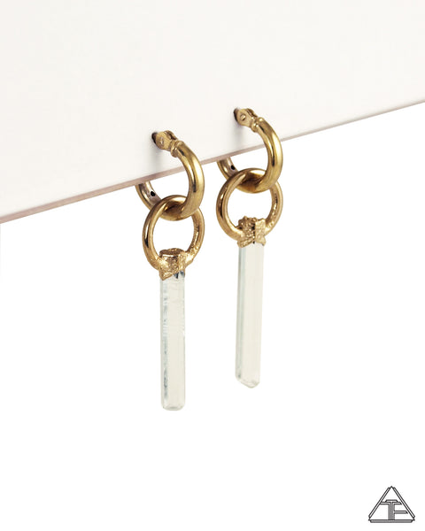 Aquamarine 14k Yellow Gold Crystal Talisman Earrings