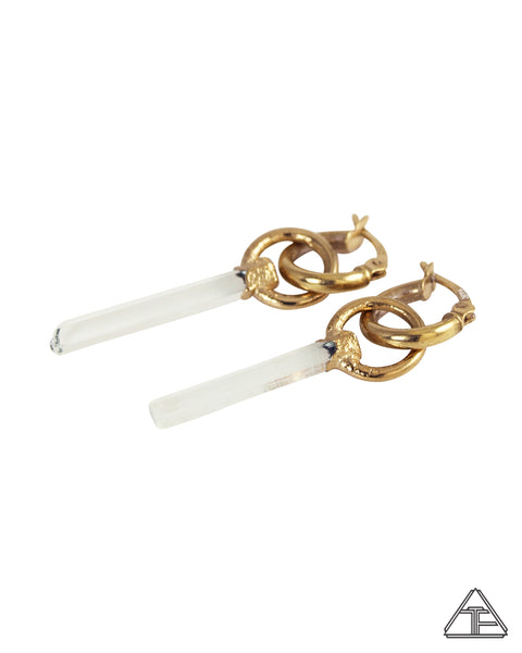 Aquamarine 14k Yellow Gold Crystal Talisman Earrings