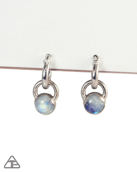Moonstone Palladium Crystal Talisman Earrings