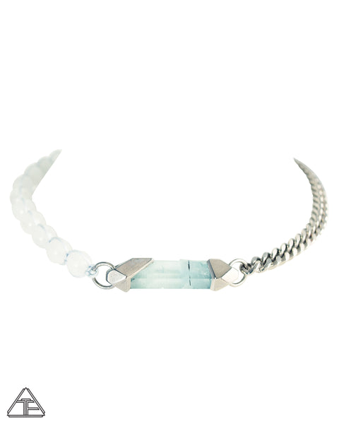 Aquamarine Palladium Crystal Talisman Choker