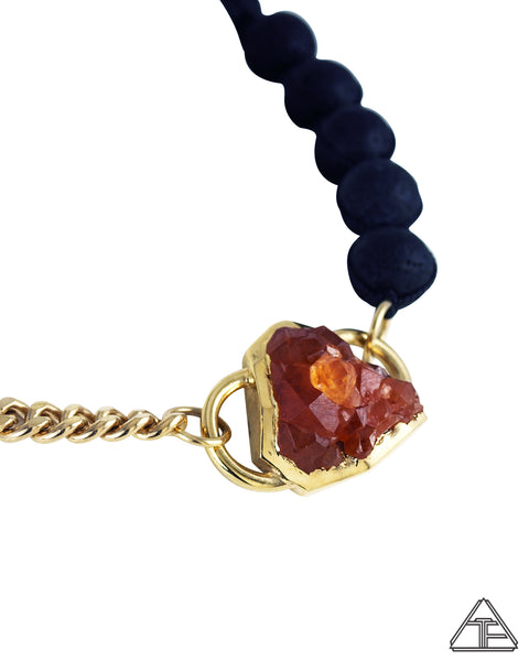 Garnet Cluster 14k Yellow Gold Crystal Talisman Choker