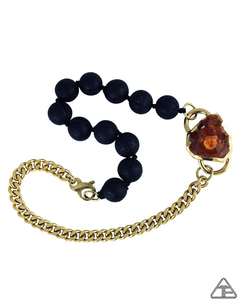 Garnet Cluster 14k Yellow Gold Crystal Talisman Choker