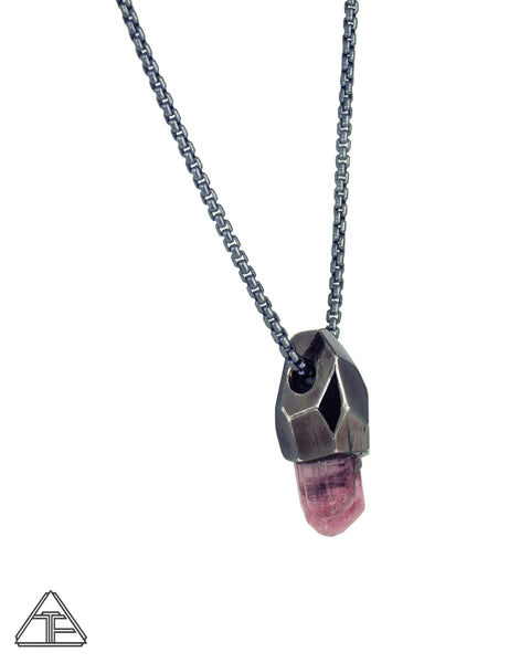 Rubellite Black Rhodium Crystal Talisman Pendant