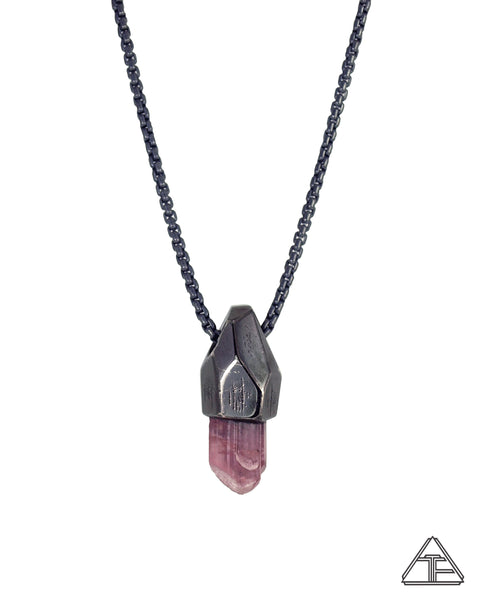 Rubellite Black Rhodium Crystal Talisman Pendant