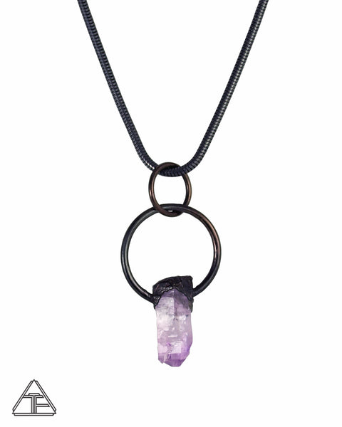 Amethyst Black Rhodium Crystal Talisman Pendant