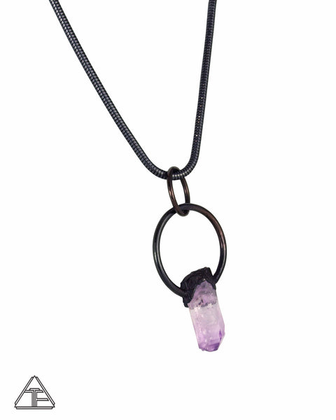 Amethyst Black Rhodium Crystal Talisman Pendant