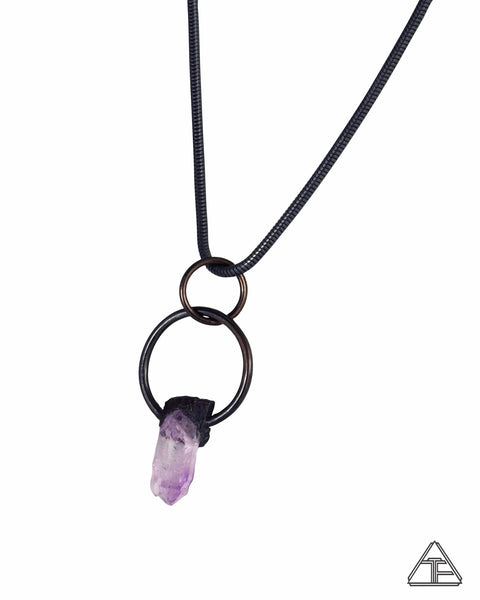 Amethyst Black Rhodium Crystal Talisman Pendant