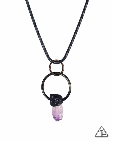 Amethyst Black Rhodium Crystal Talisman Pendant