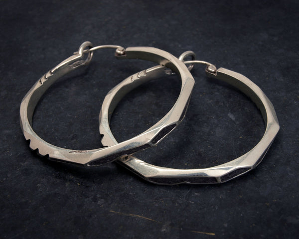 Blue Sapphire Sterling Silver Lattice Series Hoops Collab