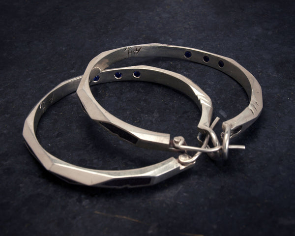 Blue Sapphire Sterling Silver Lattice Series Hoops Collab