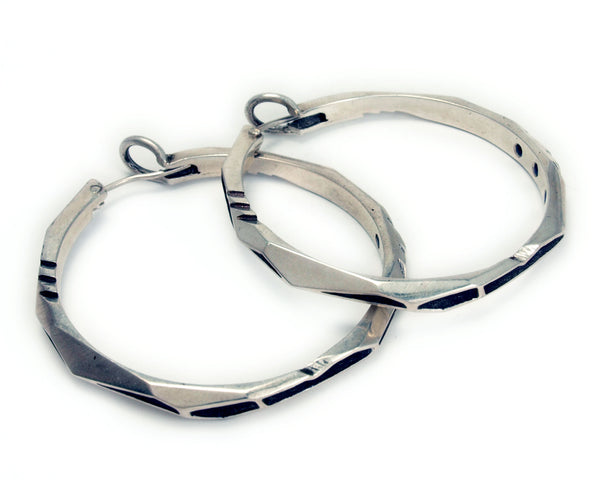 Blue Sapphire Sterling Silver Lattice Series Hoops Collab