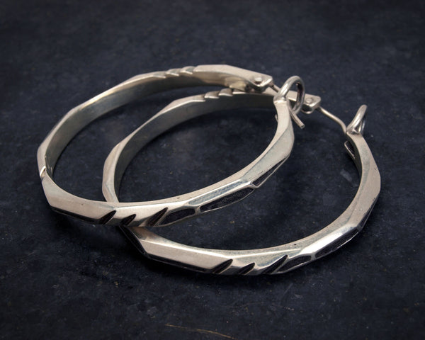 Blue Sapphire Sterling Silver Lattice Series Hoops Collab