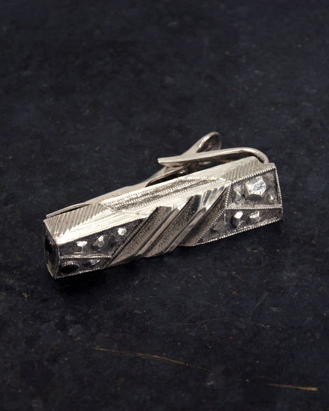 Black Diamond Lattice Series Sterling Silver Engraved Tie Bar Collab