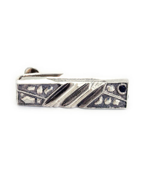 Black Diamond Lattice Series Sterling Silver Engraved Tie Bar Collab