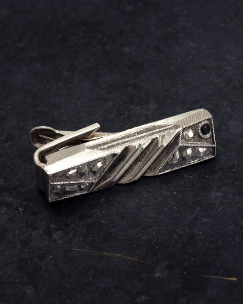 Black Diamond Lattice Series Sterling Silver Engraved Tie Bar Collab