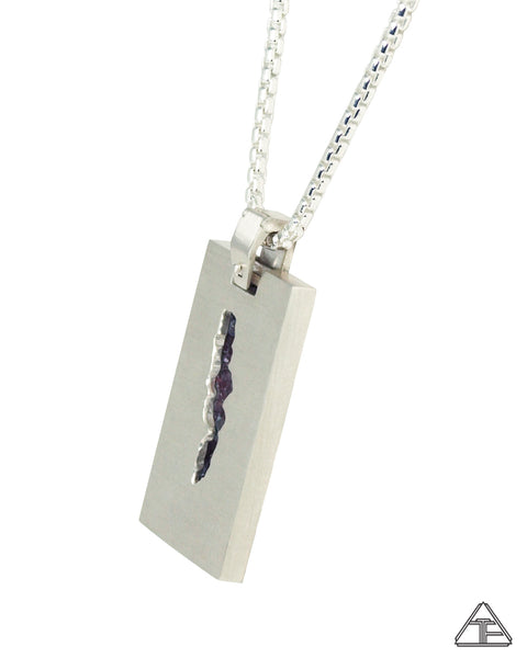 Crystal Dog Tag: Agate Geode Inlay Pendant