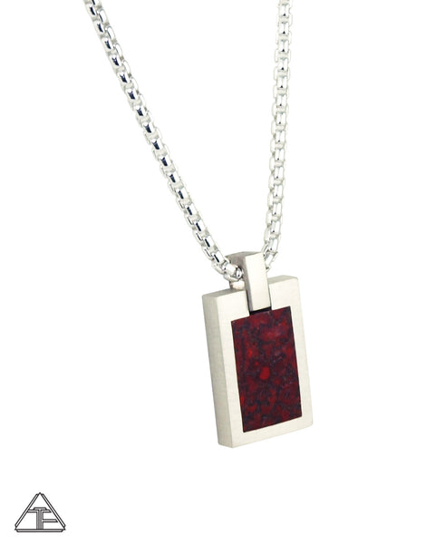 Littlefoot Mini Dog Tag: Fossilized Dinosaur Bone Inlay Pendant
