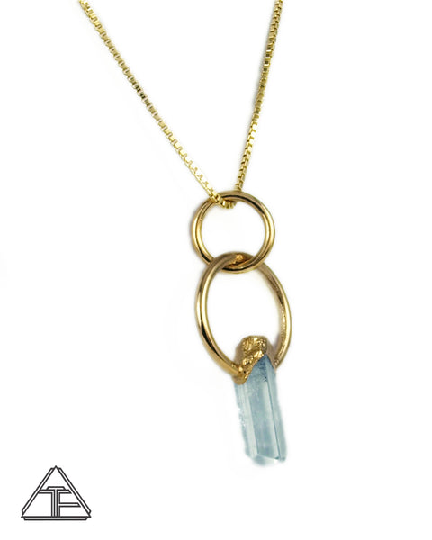 Aquamarine Talisman Yellow Gold Crystal Talisman Pendant