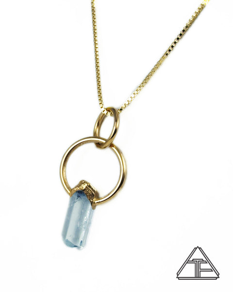 Aquamarine Talisman Yellow Gold Crystal Talisman Pendant