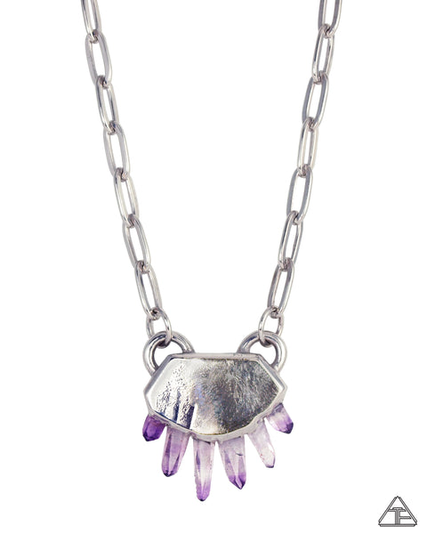 Amethyst Palladium Crystal Talisman Pendant And Chain