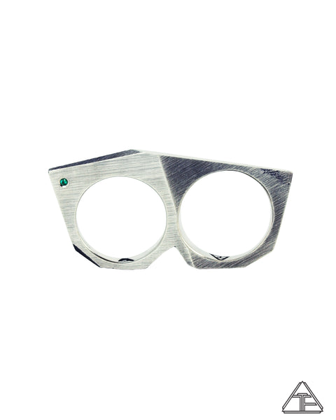 Lattice: Sterling Silver Double Ring Emerald