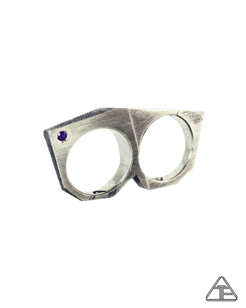 Lattice: Sterling Silver Double Ring Amethyst