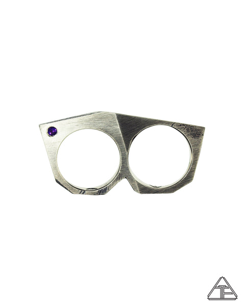 Lattice: Sterling Silver Double Ring Amethyst