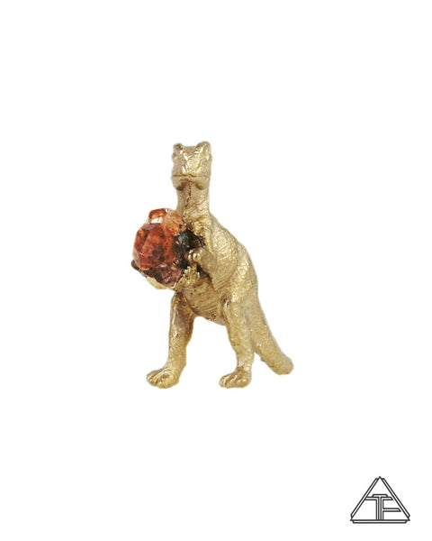 Hessonite Garnet Velociraptor Yellow Gold Synthesized Crystal Talisman Statue