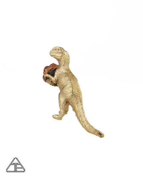 Hessonite Garnet Velociraptor Yellow Gold Synthesized Crystal Talisman Statue
