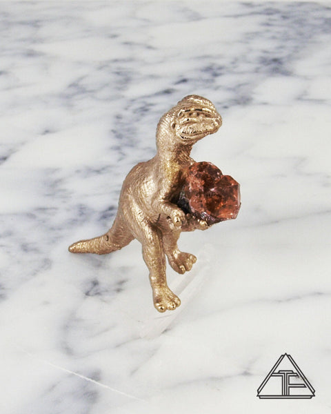 Hessonite Garnet Velociraptor Yellow Gold Synthesized Crystal Talisman Statue