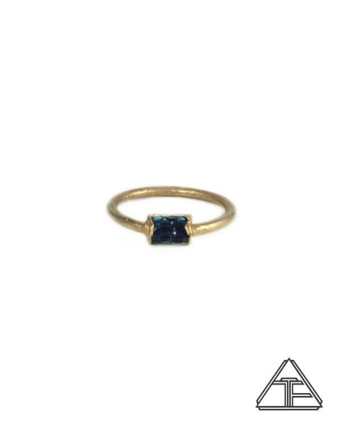 Size 4 - Blue Tourmaline Yellow Gold Crystal Talisman Ring