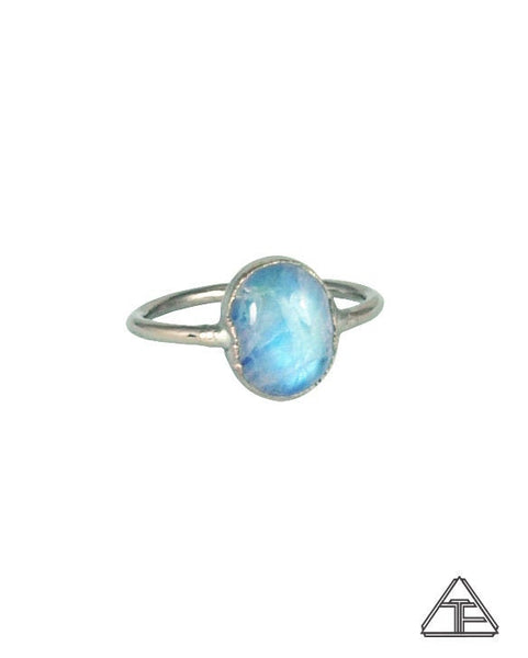 Size 5.5 - Moonstone Palladium Crystal Talisman Ring
