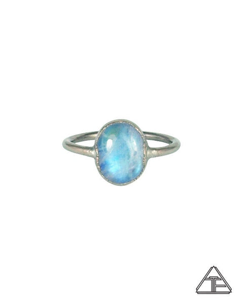 Size 5.5 - Moonstone Palladium Crystal Talisman Ring