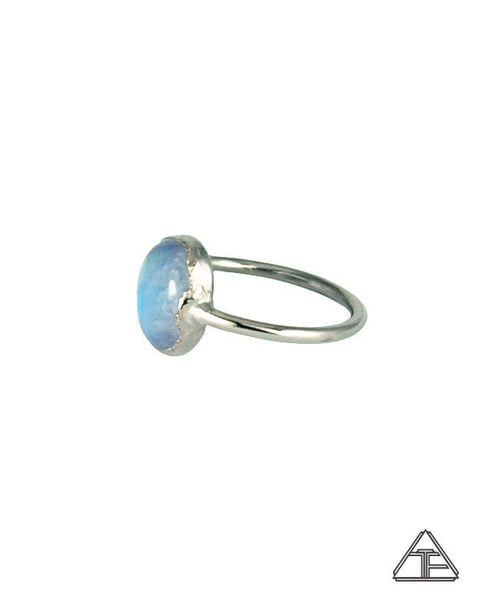 Size 5.5 - Moonstone Palladium Crystal Talisman Ring