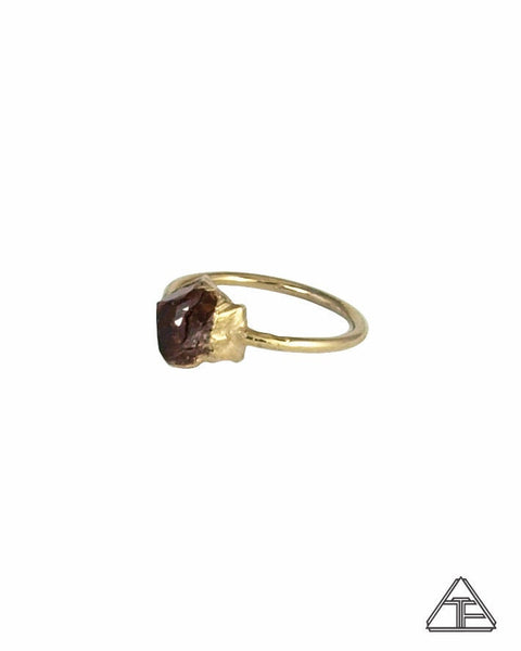 Size 6 - Vesper Peak Garnet Yellow Gold Crystal Talisman Ring