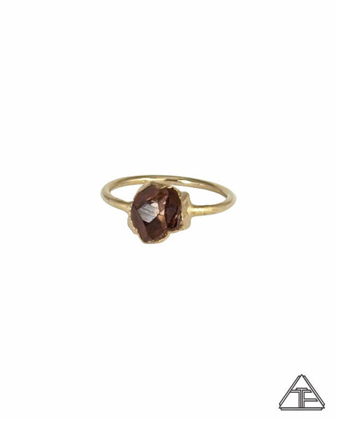 Size 6 - Vesper Peak Garnet Yellow Gold Crystal Talisman Ring