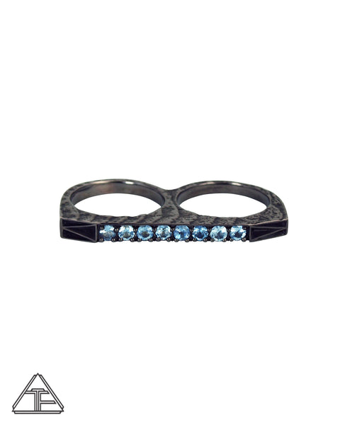 Lux Edition Lamina: Aquamarine Stealth Series Sterling Silver Double Ring