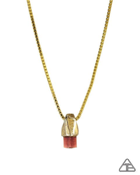 Rubellite 14k Yellow Gold Crystal Talisman Pendant