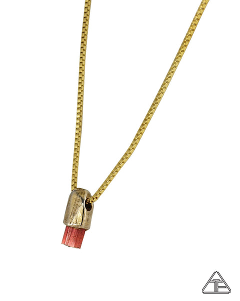 Rubellite 14k Yellow Gold Crystal Talisman Pendant