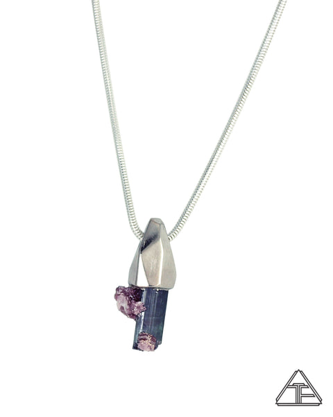 Cruzeiro Tourmaline with Lepidolite Palladium Crystal Talisman Pendant