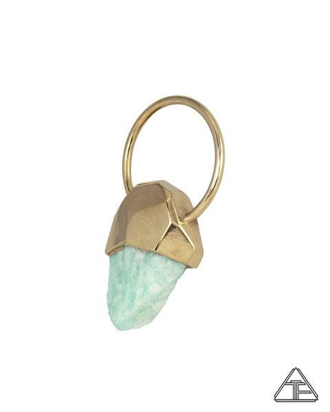 Large Amazonite Yellow Gold Crystal Talisman Pendant