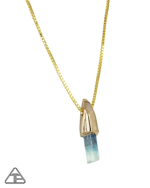 Aquamarine 14k Yellow Gold Crystal Talisman Pendant