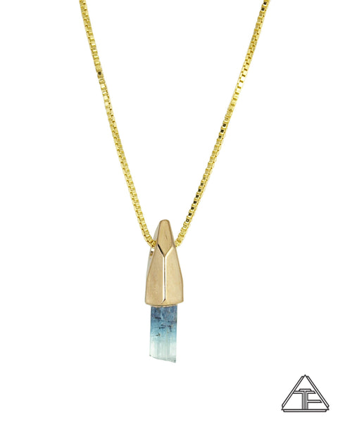 Aquamarine 14k Yellow Gold Crystal Talisman Pendant