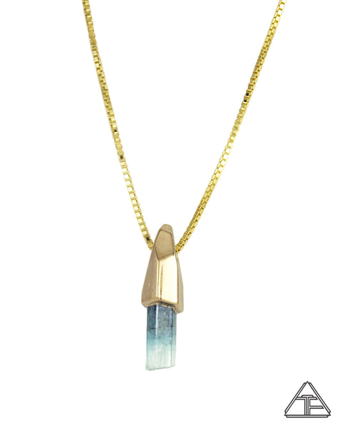 Aquamarine 14k Yellow Gold Crystal Talisman Pendant