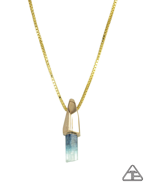 Aquamarine 14k Yellow Gold Crystal Talisman Pendant